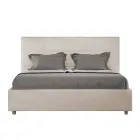 160x200 cm Bed with Rectangle Headboard in Microfiber Made in Italy - Brina Viadurini