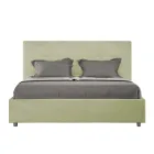 160x200 cm Bed with Rectangle Headboard in Microfiber Made in Italy - Brina Viadurini