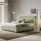 160x200 cm Bed with Rectangle Headboard in Microfiber Made in Italy - Brina Viadurini