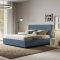 160x200 cm Bed with Rectangle Headboard in Microfiber Made in Italy - Brina