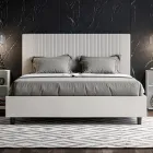 160x200 cm Bed with Headboard Decorated with Vertical Lines Made in Italy - Pattini Viadurini