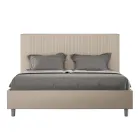 160x200 cm Bed with Headboard Decorated with Vertical Lines Made in Italy - Pattini Viadurini