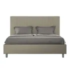 160x200 cm Bed with Headboard Decorated with Vertical Lines Made in Italy - Pattini Viadurini