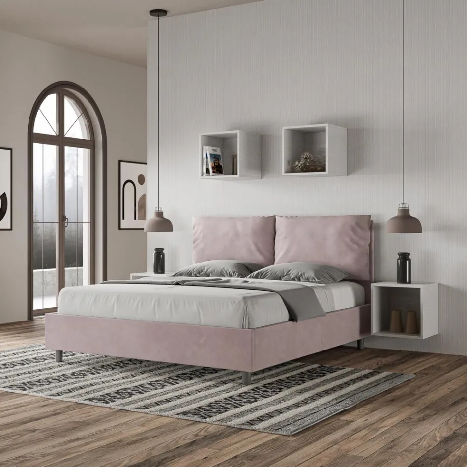 160x200 cm Bed Headboard with Microfiber Cushions Made in Italy - Olympics Viadurini