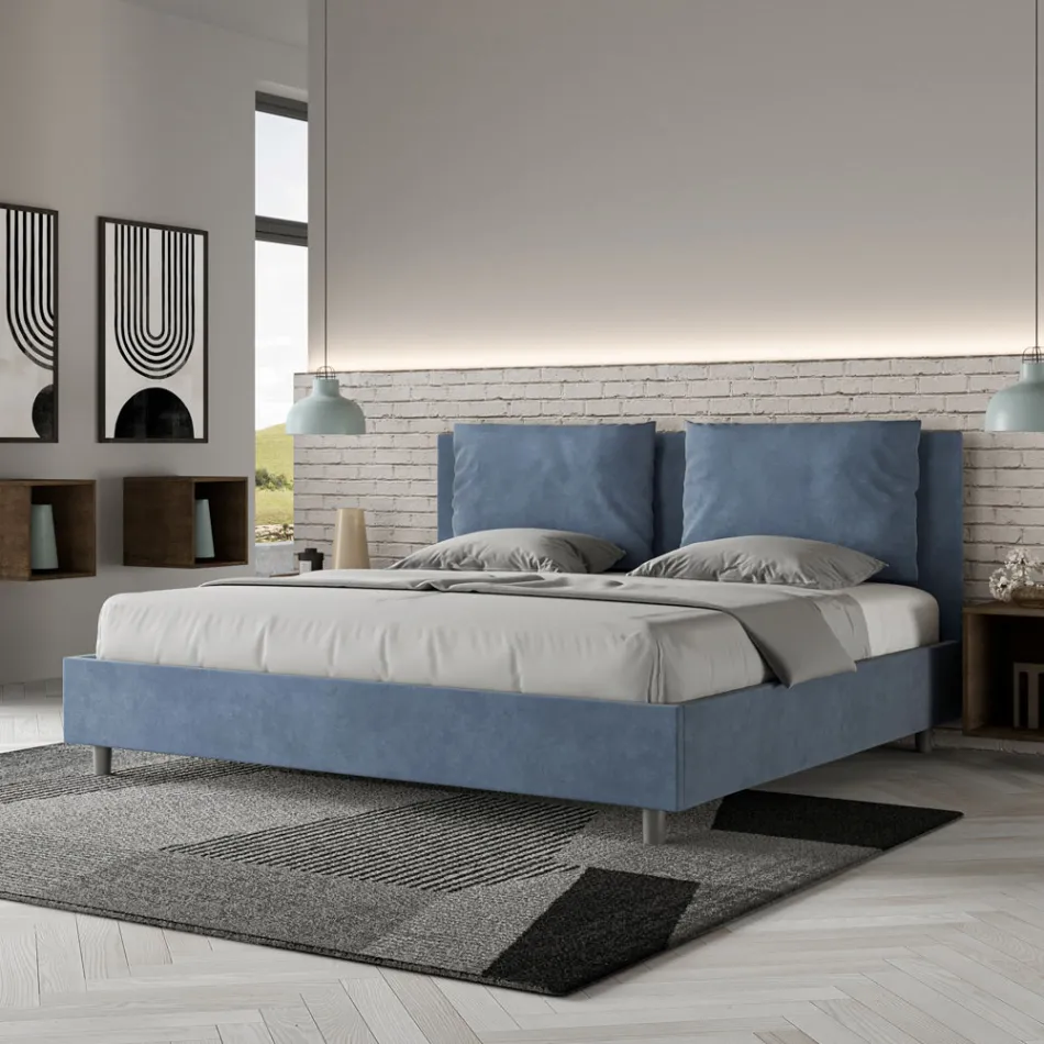 190x200 cm Bed Headboard with Microfiber Cushions Made in Italy - Olympics Viadurini