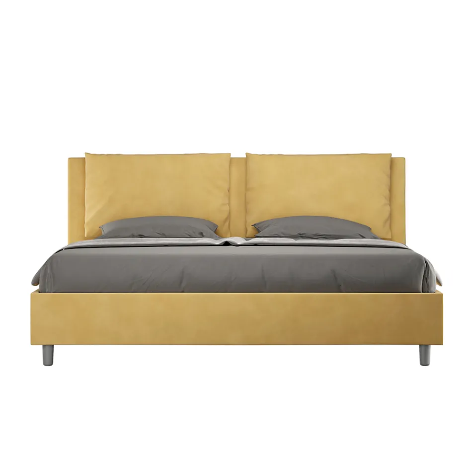 190x200 cm Bed Headboard with Microfiber Cushions Made in Italy - Olympics Viadurini