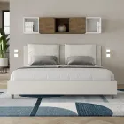 200x200 cm Bed with Headboard and Faux Leather Cushions Made in Italy - Olimpiadi Viadurini