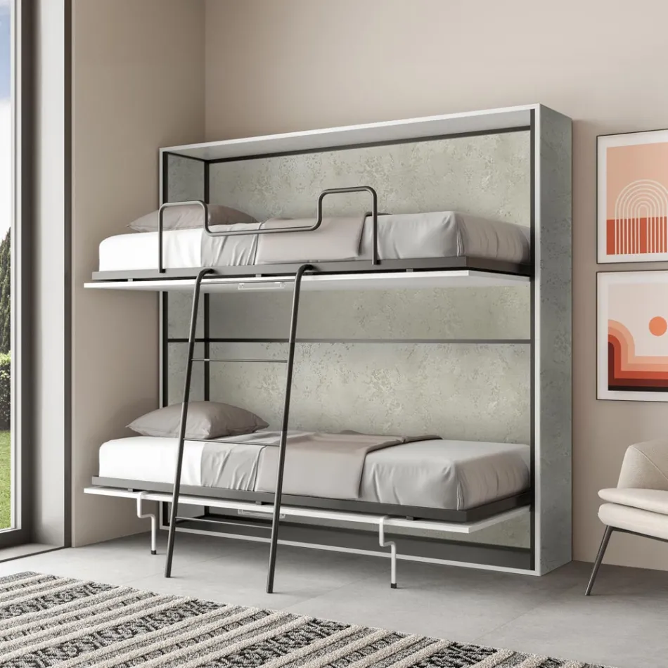 Horizontal Folding Bunk Bed Made in Italy - Collaborative Viadurini