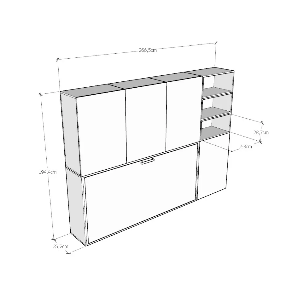 Single Murphy Bed in Different Compositions - Collaborative Viadurini