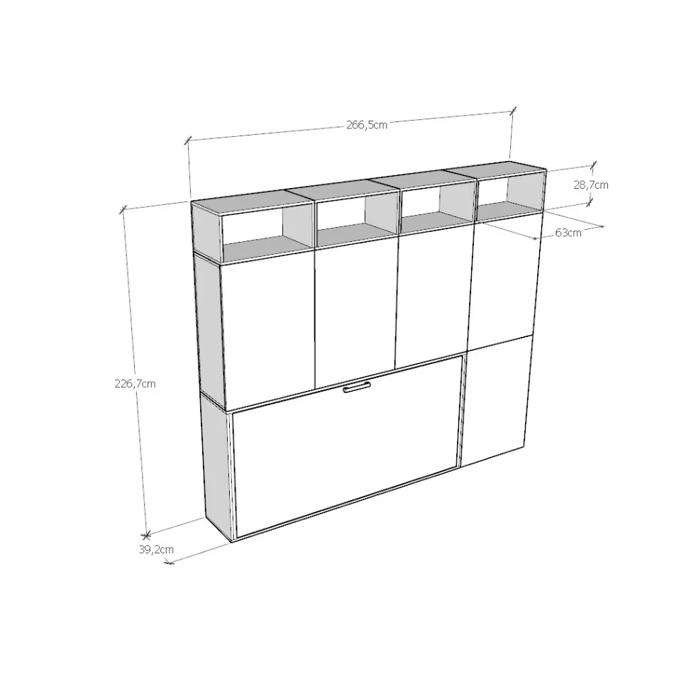 Single Murphy Bed in Different Compositions - Collaborative Viadurini