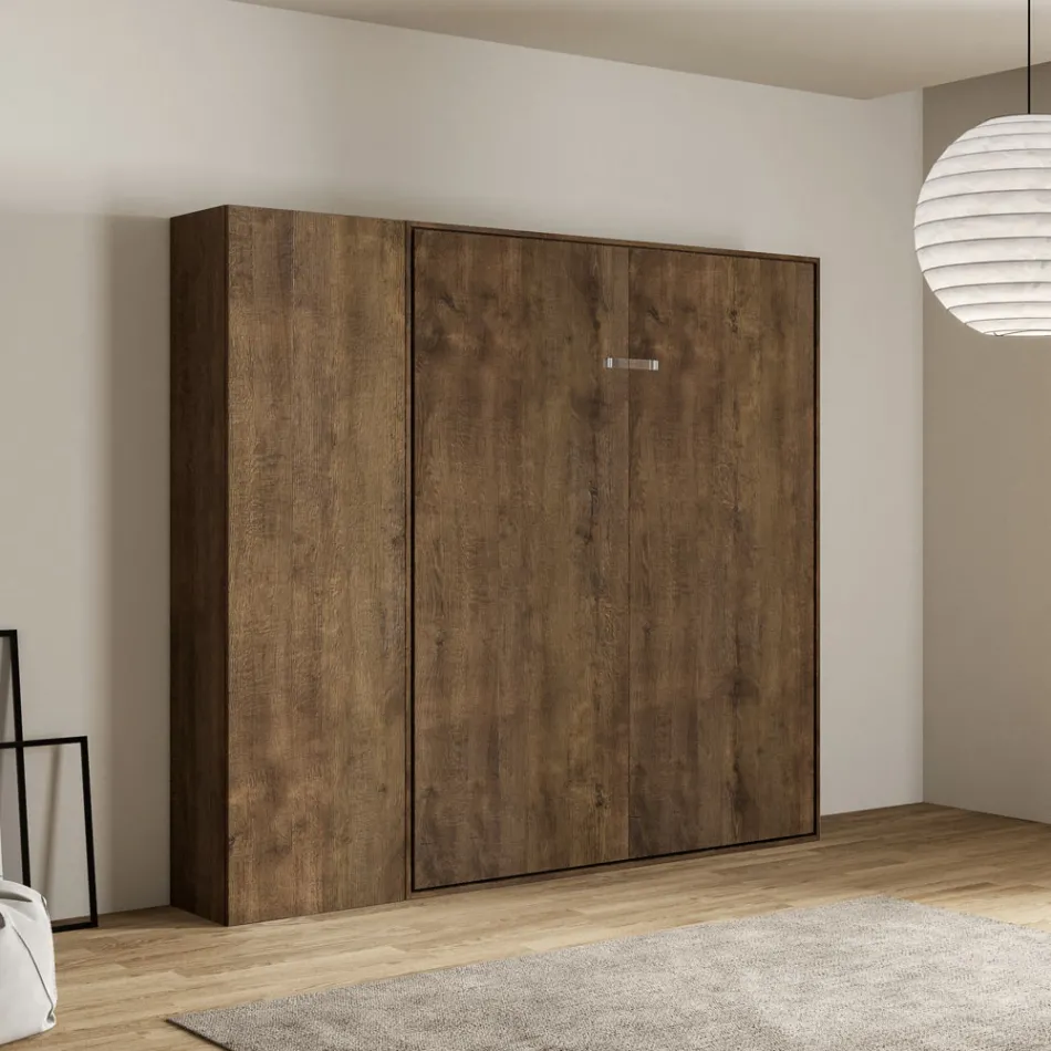 Queen Size Bed with Vertical Foldaway and Column - Magicompare Viadurini