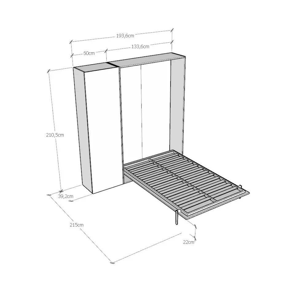 Queen Size Bed with Vertical Foldaway and Column - Magicompare Viadurini