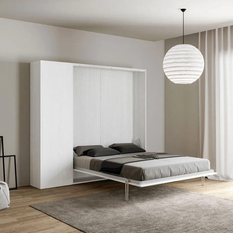 Queen Size Bed with Vertical Foldaway and Column - Magicompare Viadurini