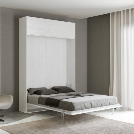 Queen Size Bed with Vertical Foldaway and Wall Unit - Magicompare Viadurini