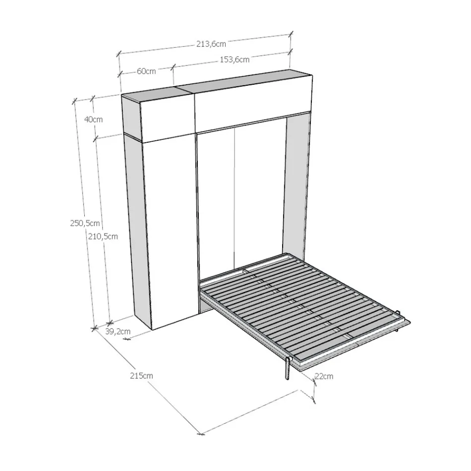 Vertical Foldaway French Bed with Wall Unit and Column - Magicompare Viadurini