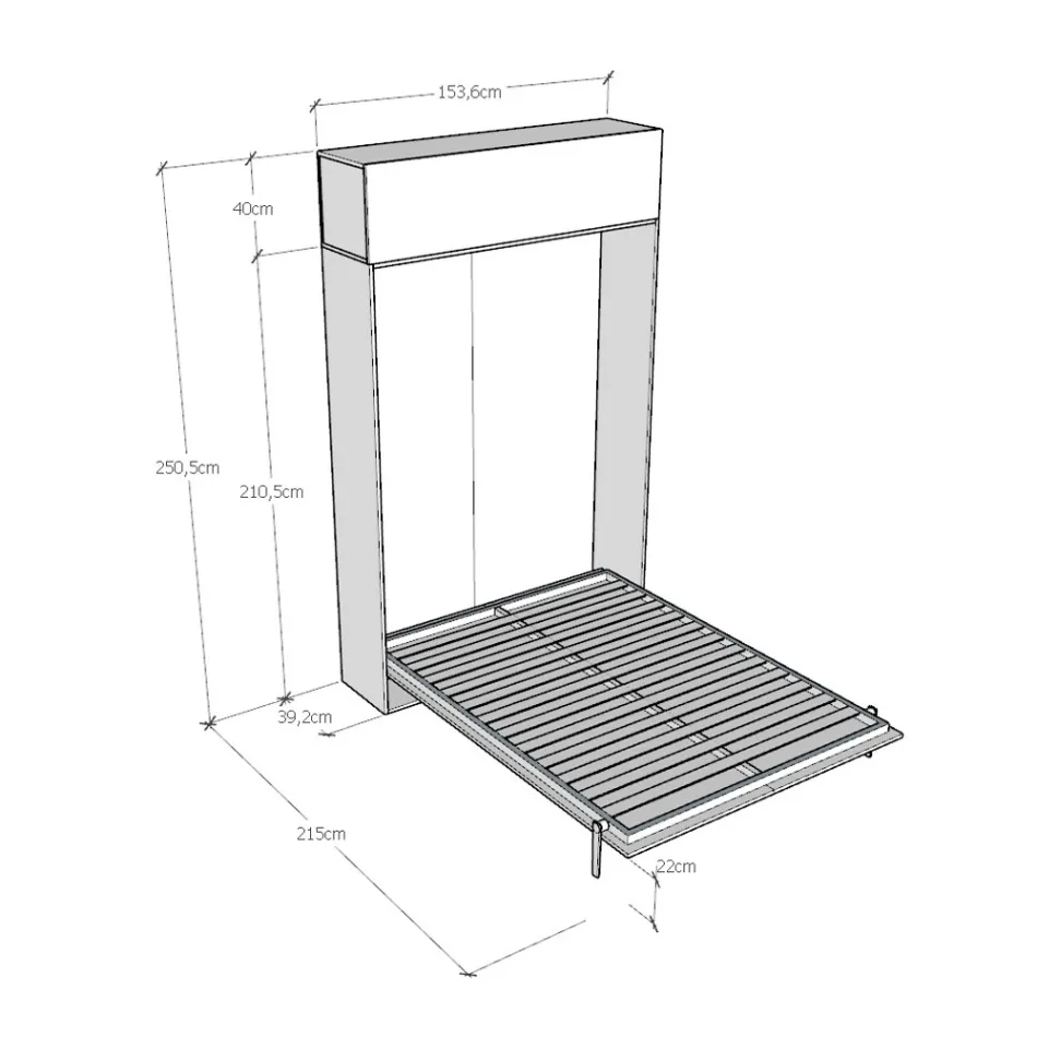 Vertical Foldaway French Bed with Wall Unit - Magicompare Viadurini