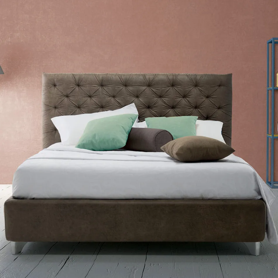 Upholstered Double Storage Bed in Fabric or Eco-Leather Made in Italy – Euro Viadurini
