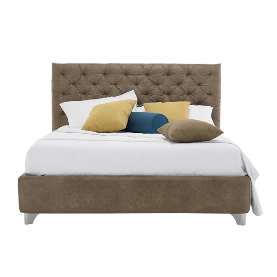 Upholstered Double Storage Bed in Fabric or Eco-Leather Made in Italy – Euro Viadurini