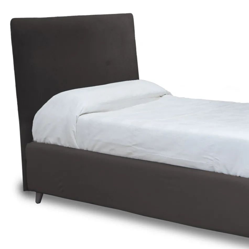 Single Bed with Fabric Headboard Made in Italy - Fiuto Viadurini