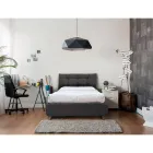 Full-sized bed with padded headboard and feet Made in Italy - Aaron Viadurini