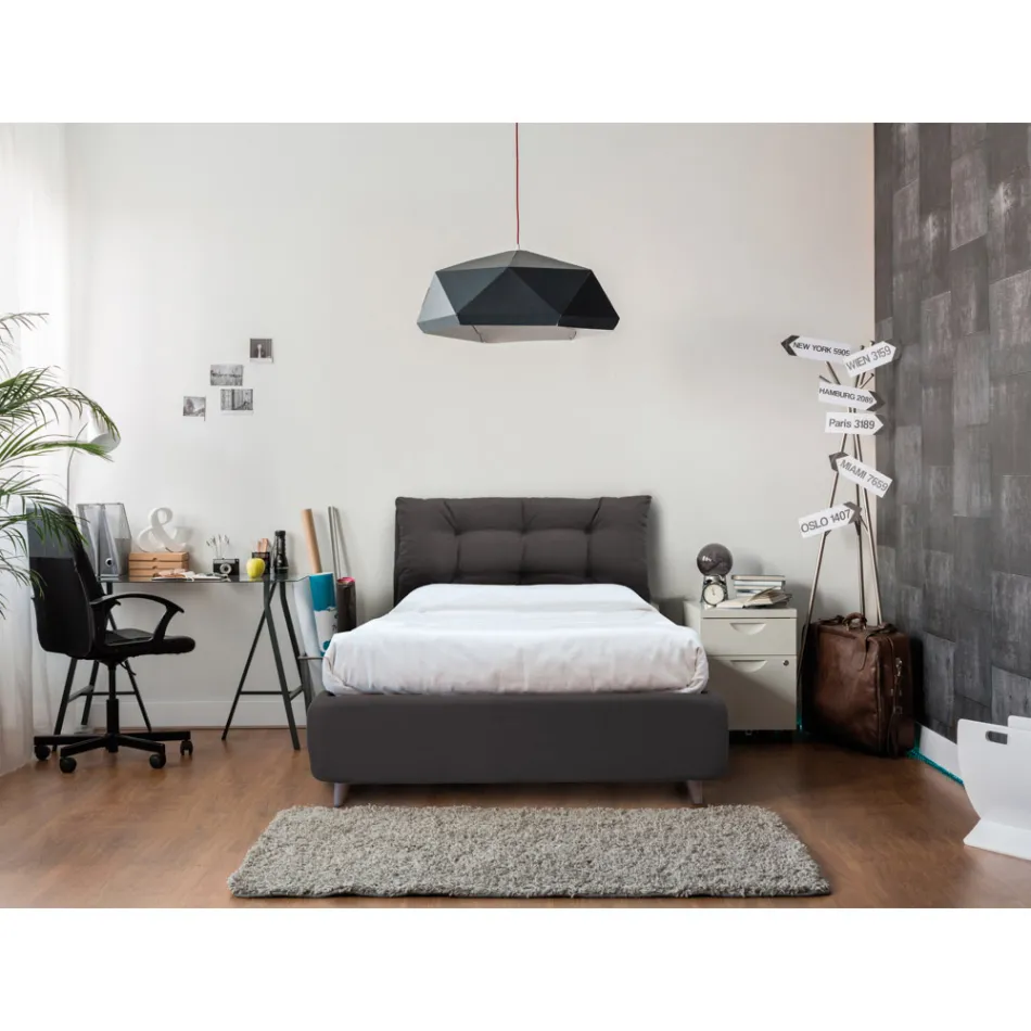 Full-sized bed with padded headboard and feet Made in Italy - Aaron Viadurini