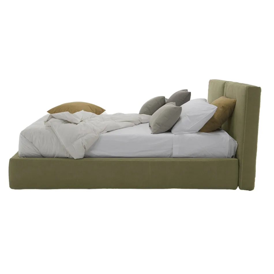 Upholstered Double Bed with Box in Eco-leather Fabric Made in Italy - Desert Viadurini