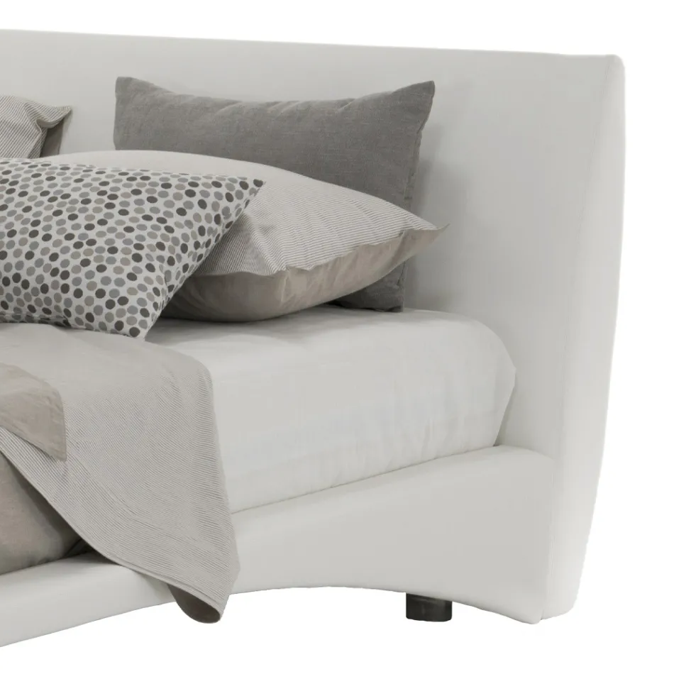 Upholstered Double Bed in Eco-Leather or Fabric Made in Italy - Armonica Viadurini