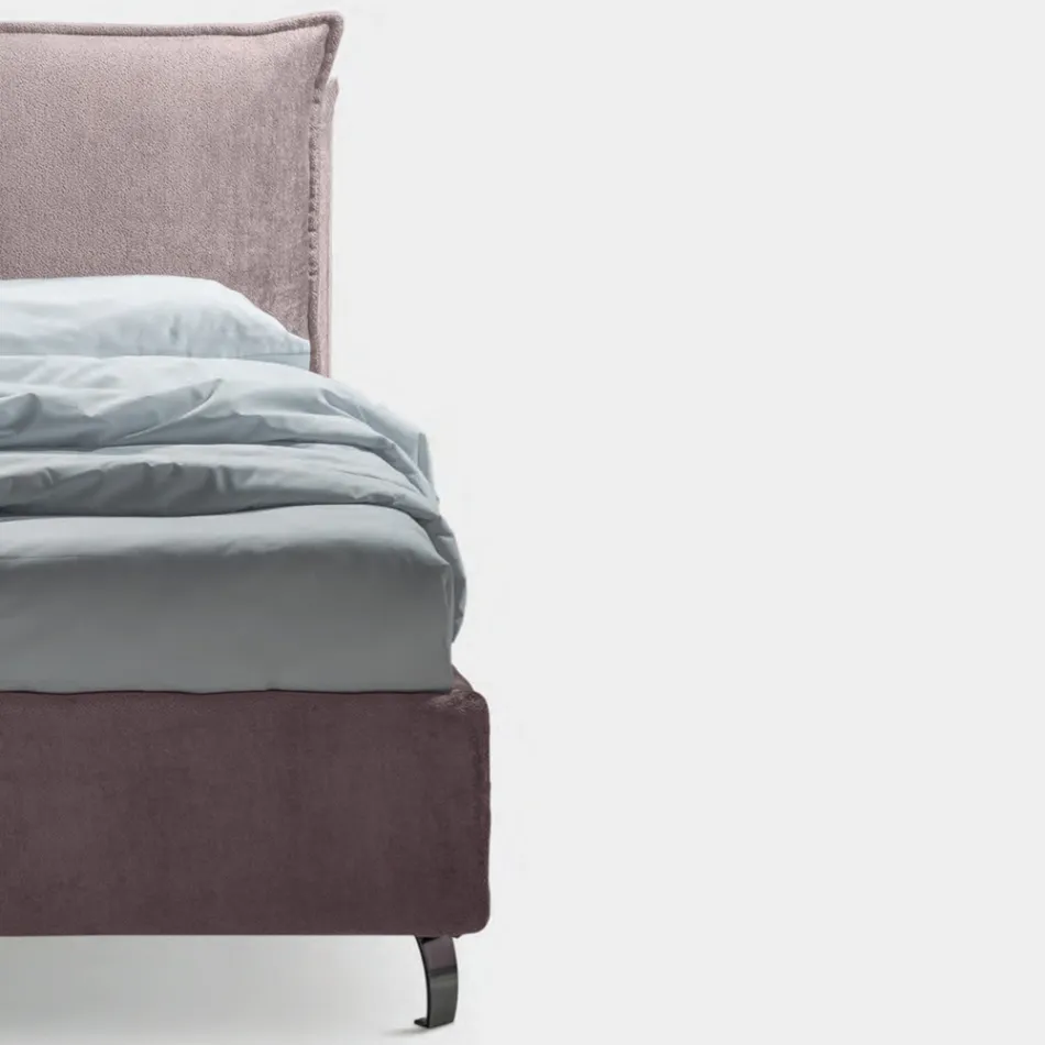 Double Bed 160x190 with 2 Soft Cushions with Perimeter Ruffle - Ernesta Viadurini