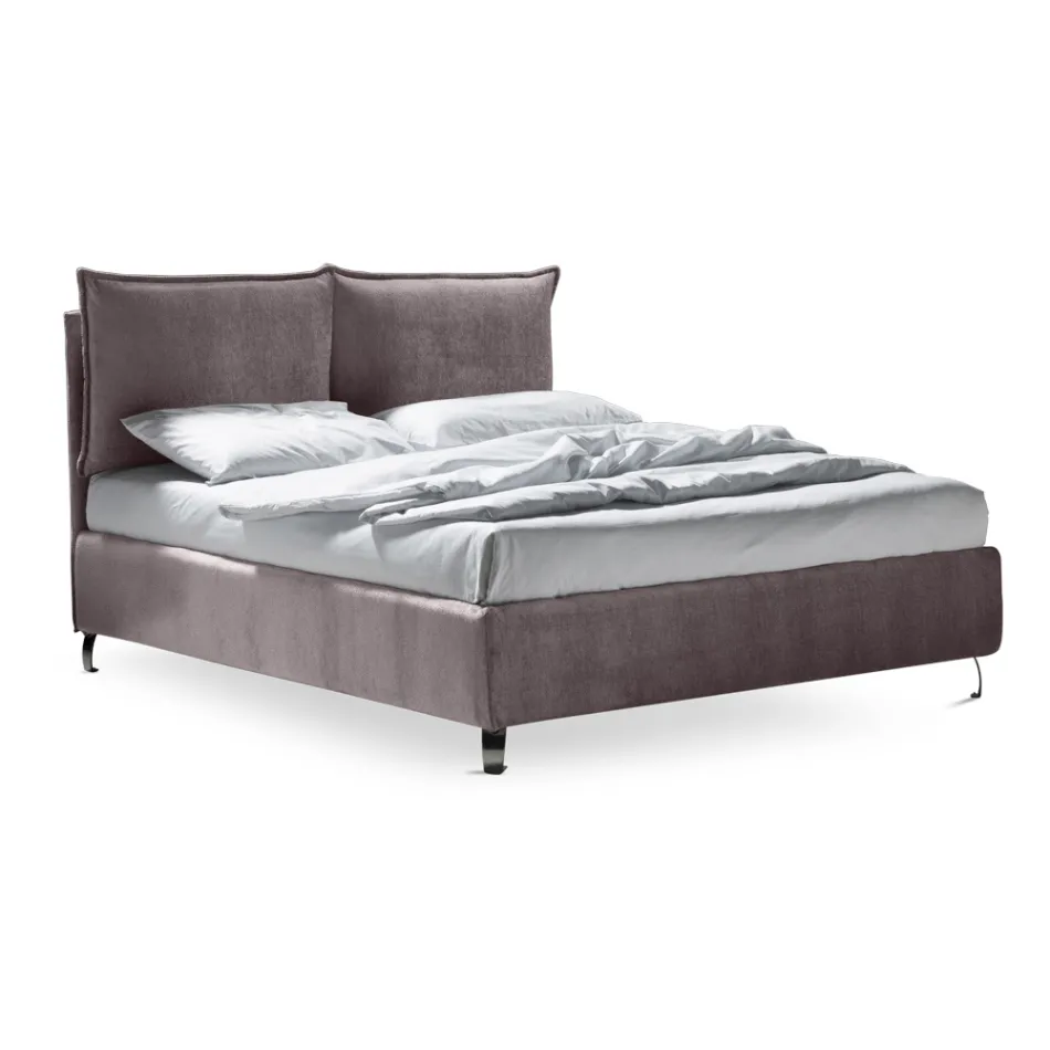 Double Bed 160x190 with 2 Soft Cushions with Perimeter Ruffle - Ernesta Viadurini