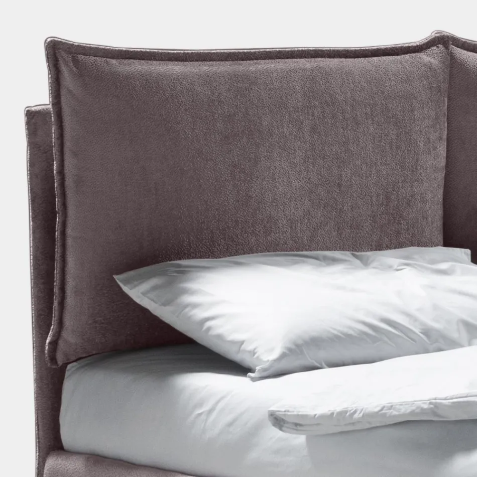 Double Bed 160x190 with 2 Soft Cushions with Perimeter Ruffle - Ernesta Viadurini