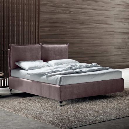 Double Bed 160x190 with 2 Soft Cushions with Perimeter Ruffle - Ernesta Viadurini