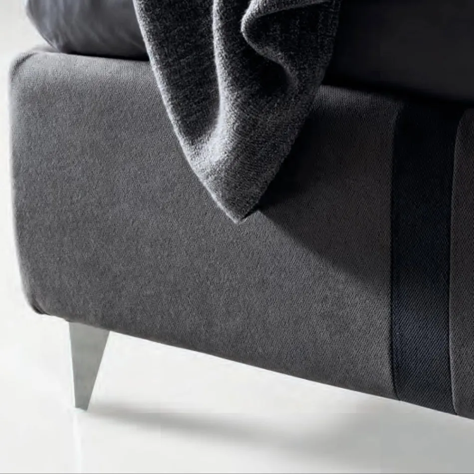 Double Bed 160x190 with 2 Two-Tone Vertical and Parallel Stripes - Paolo Viadurini