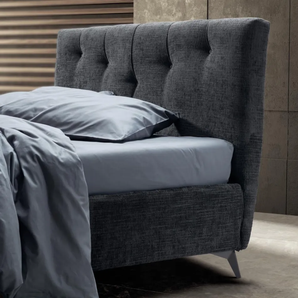 Double Bed 160x190 with Vertical Embossed Cords - Mask Viadurini