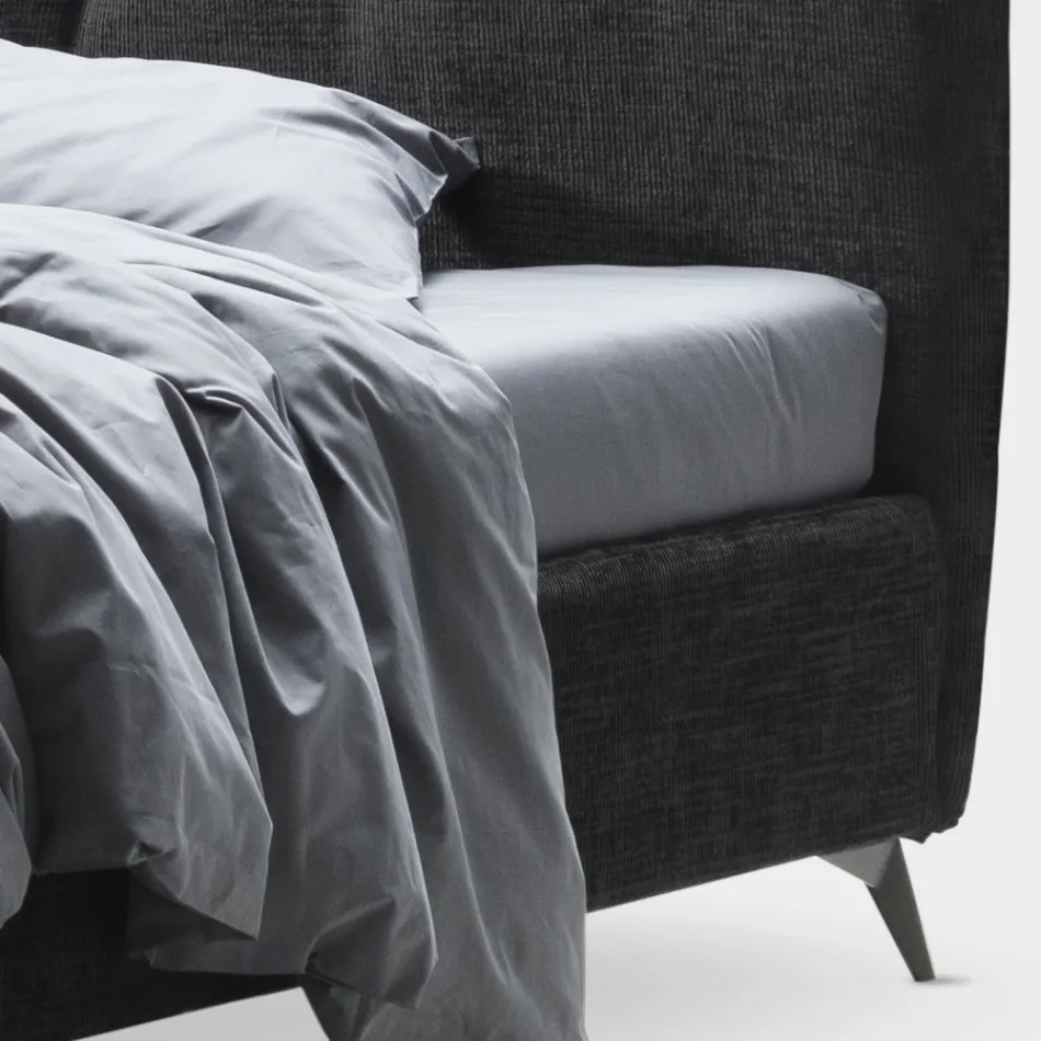 Double Bed 160x190 with Vertical Embossed Cords - Mask Viadurini