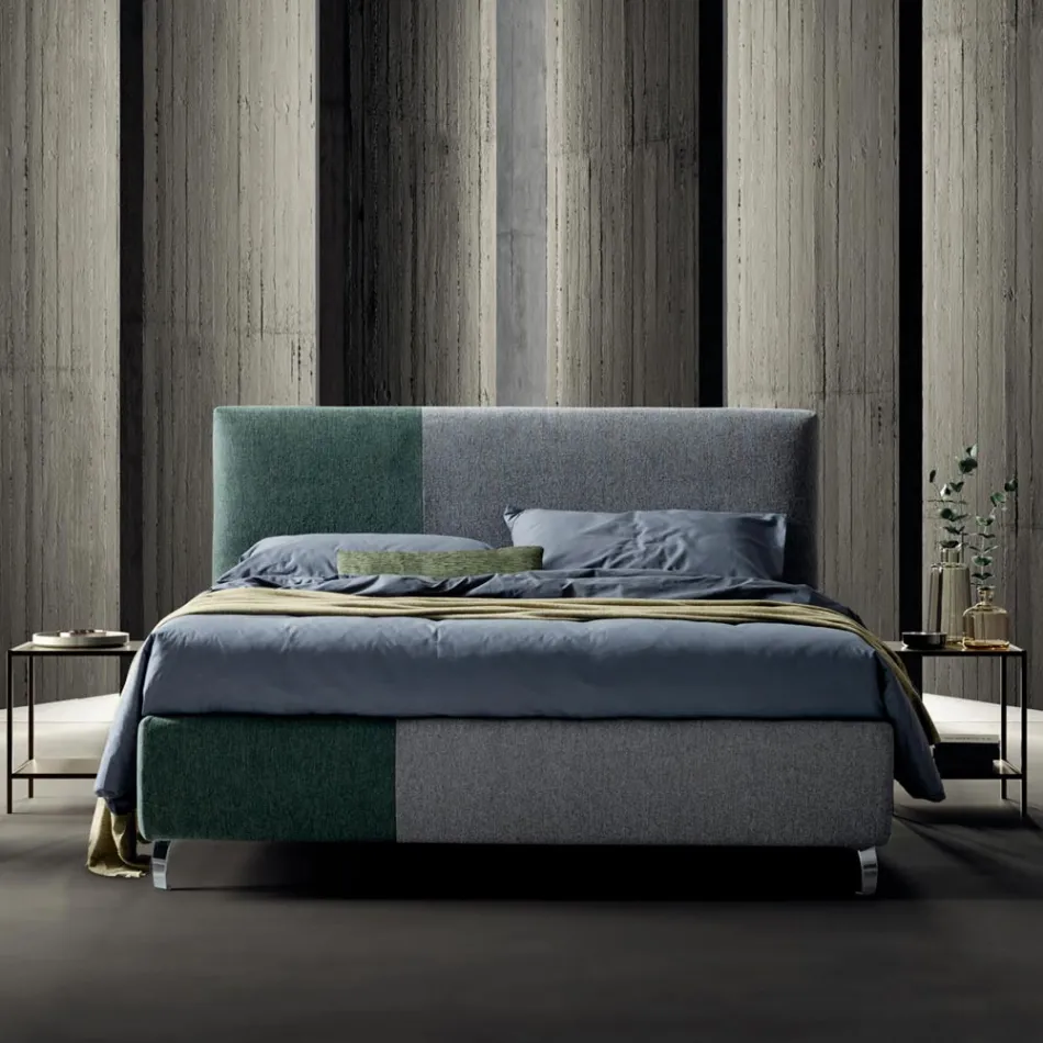 Double Bed 160x190 with Asymmetric Two-Tone Finish - Jasmine Viadurini