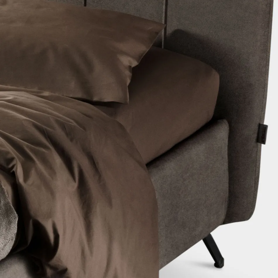 Double Bed 160x190 with Padding with Vertical Corded Profiles - Nices Viadurini