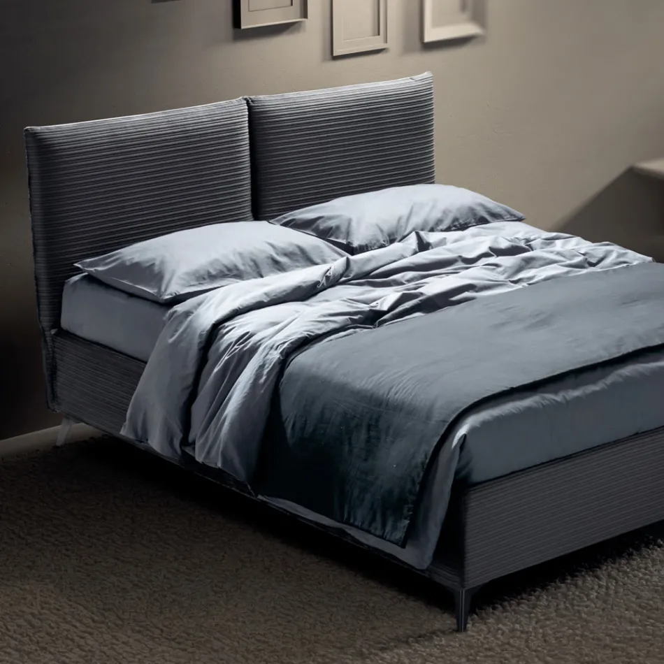 Double Bed 160x190 with Cushion-Shaped Padding - Brezze Viadurini