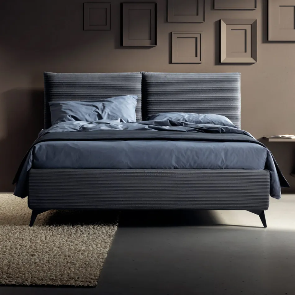 Double Bed 160x190 with Cushion-Shaped Padding - Brezze Viadurini
