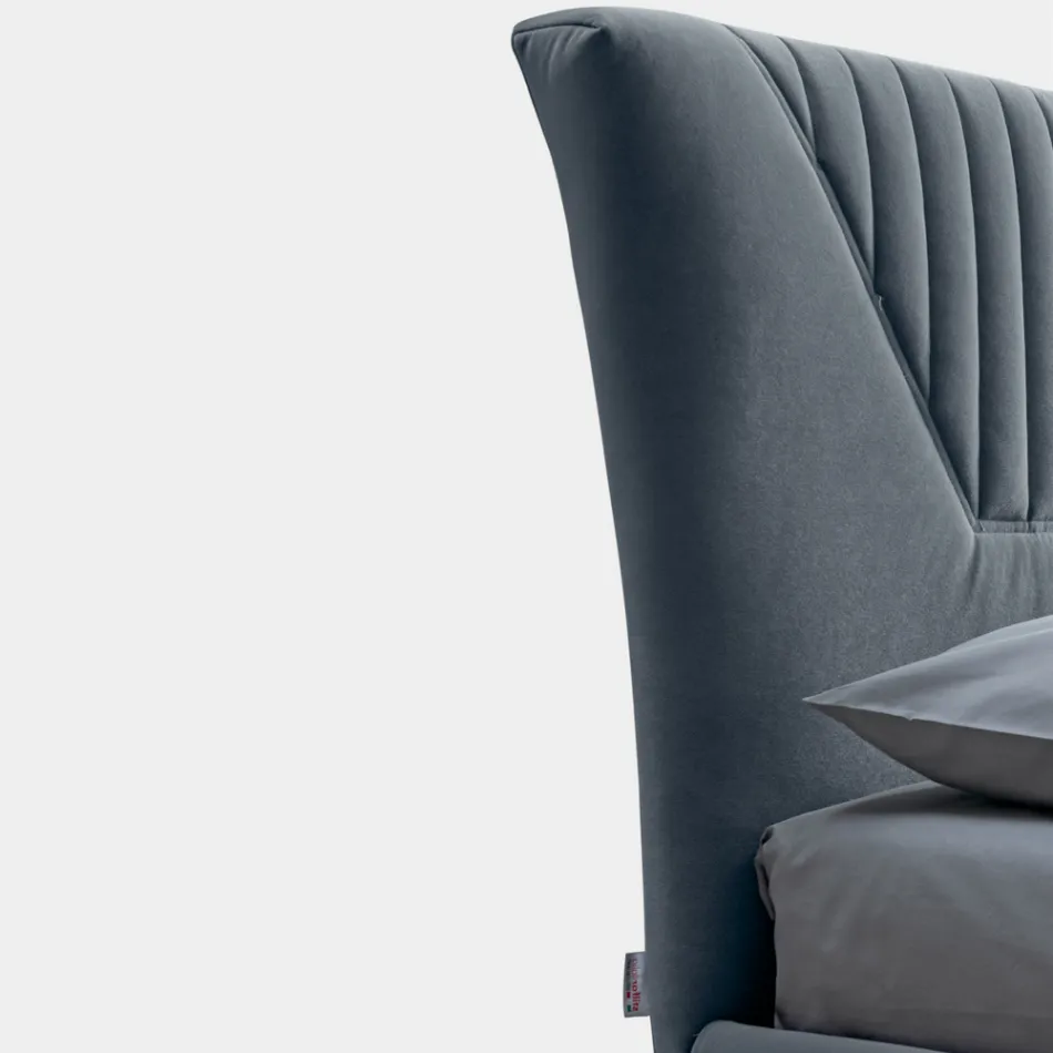 Double Bed 160x190 with Quilted Inserts with Wide Slats - Fresh Viadurini