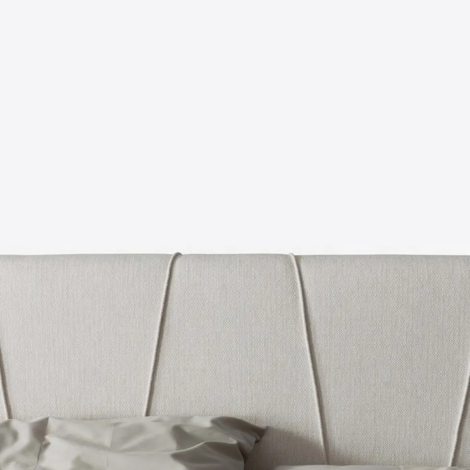 Double Bed 160x190 with Oblique Corded Profiles in the Headboard - Euforie Viadurini