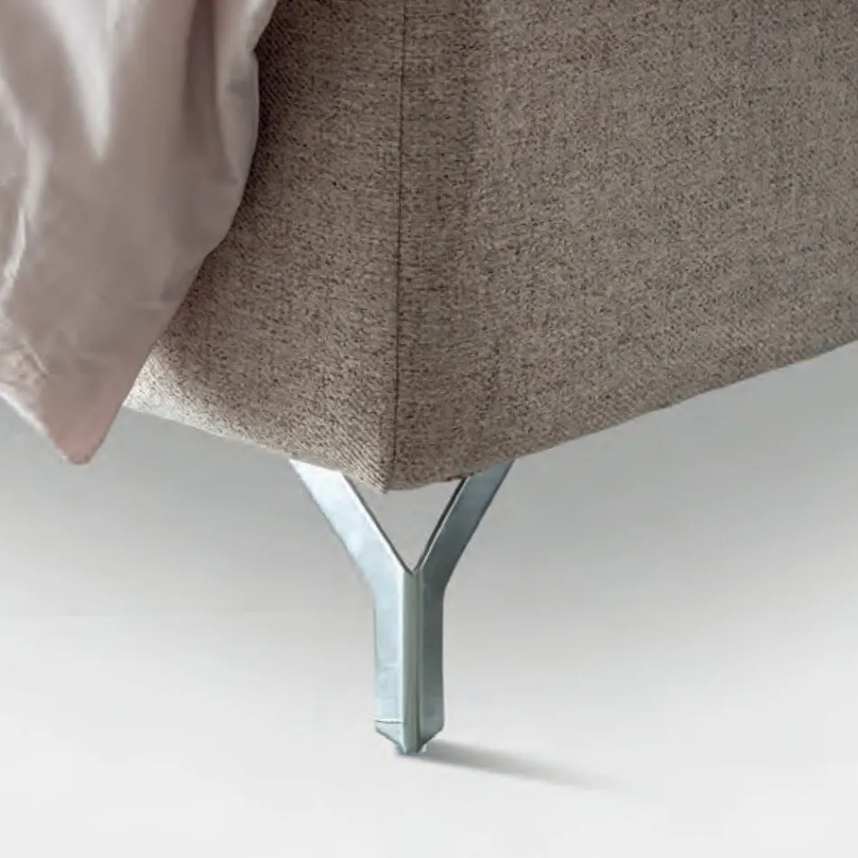 Double Bed 160x190 with Perimeter Ruffle Headboard and Buttons - Rest Viadurini