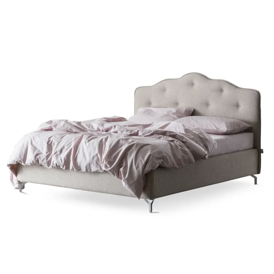 Double Bed 160x190 with Perimeter Ruffle Headboard and Buttons - Rest Viadurini