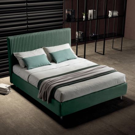 Double Bed 160x190 with Multi-Stripe Narrow Band Quilting - Meduse Viadurini