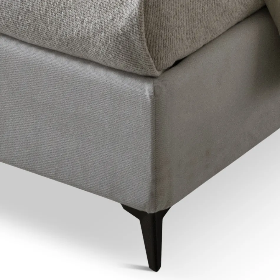 Double Bed 160x190 in Fabric with Metal Feet Made in Italy - Dreams Viadurini