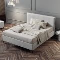 Double Bed 160x190 in Fabric with Metal Feet Made in Italy - Dreams