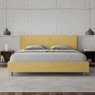 Double Bed 180x200 cm with Microfiber Headboard Made in Italy - Pallone Viadurini