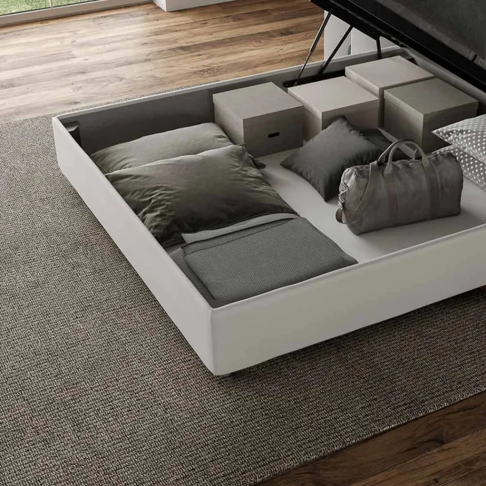 180x200 cm Double Bed Upholstered in Faux Leather Made in Italy - Athlete Viadurini