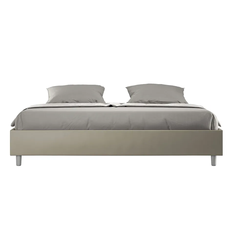 180x200 cm Double Bed Upholstered in Faux Leather Made in Italy - Athlete Viadurini