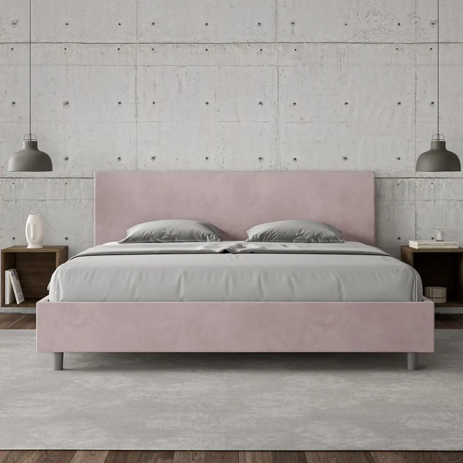 Double Bed 190x200 cm with Microfiber Headboard Made in Italy - Pallone Viadurini