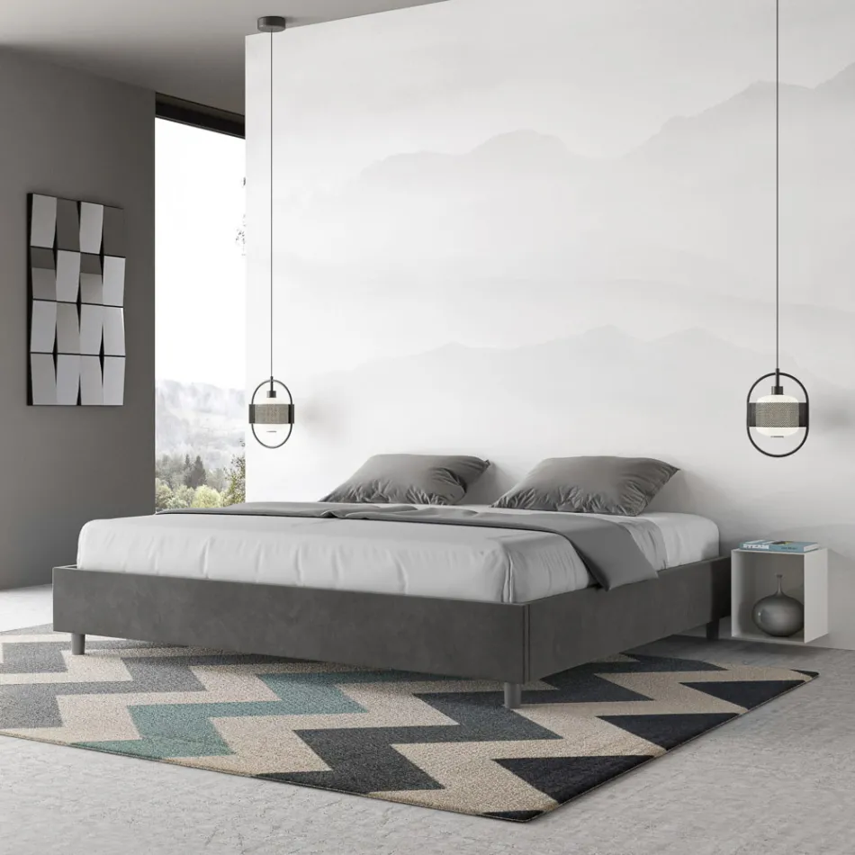 Double Bed 190x200 cm Covered in Microfiber Made in Italy - Athlete Viadurini